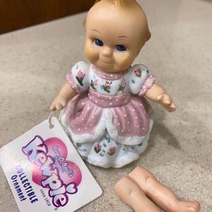 Vintage Kewpie Doll Bell Christmas Ornament Rose O Neill's 1999 Pink Dress Broke